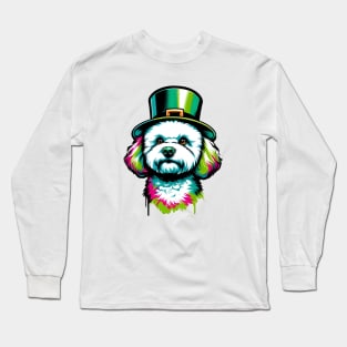 Bichon Frise Delights in Saint Patrick's Day Festivities Long Sleeve T-Shirt